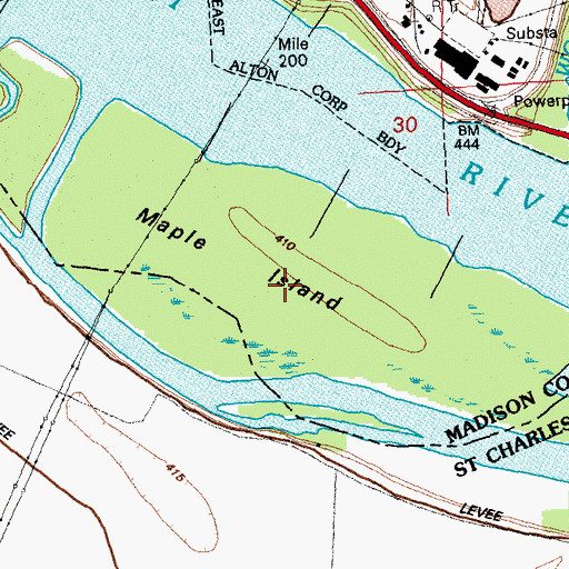 Topographic Map of Maple Island, MO