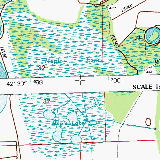 Topographic Map of Maple Lake, MO
