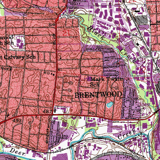 Topographic Map of Mark Twain School, MO