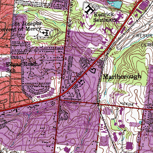 Topographic Map of Marlborough, MO