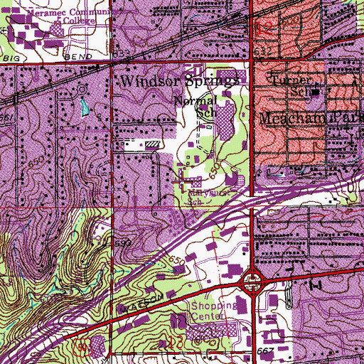 Topographic Map of Maryhurst School, MO