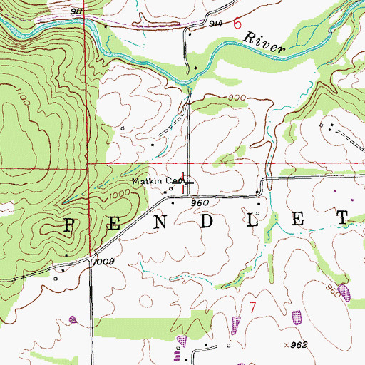 Topographic Map of Matkin Cemetery, MO