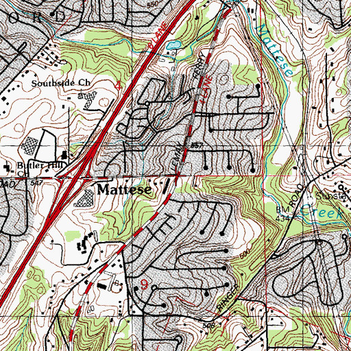 Topographic Map of Mattese, MO