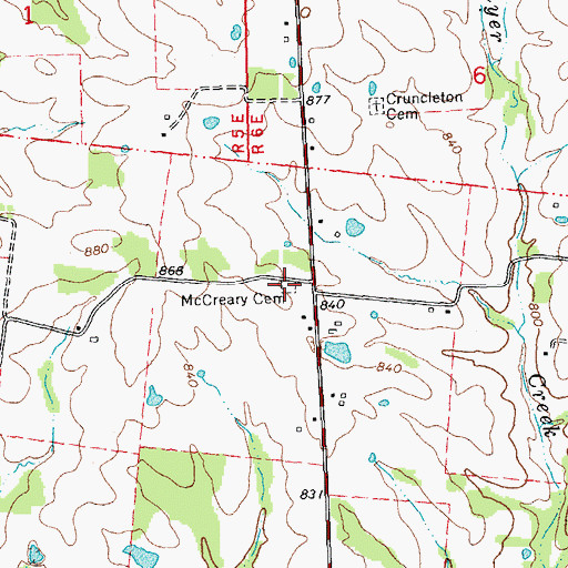 Topographic Map of McCreary Cemetery, MO