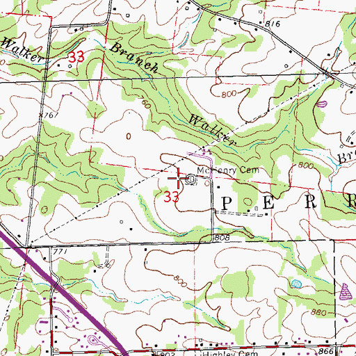 Topographic Map of Mc Henry Cemetery, MO