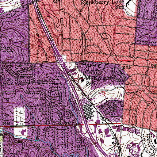 Topographic Map of McKnight School, MO