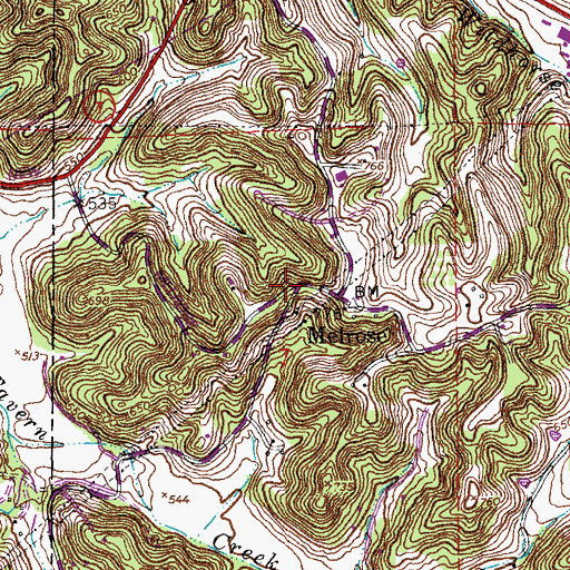 Topographic Map of Melrose, MO