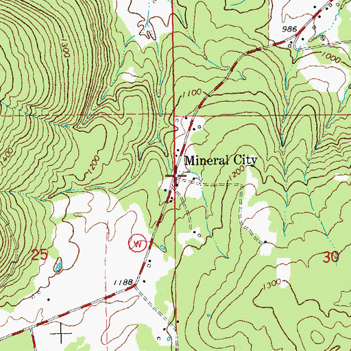 Topographic Map of Mineral City, MO