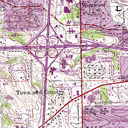 Topographic Map of Missouri Baptist Medical Center, MO