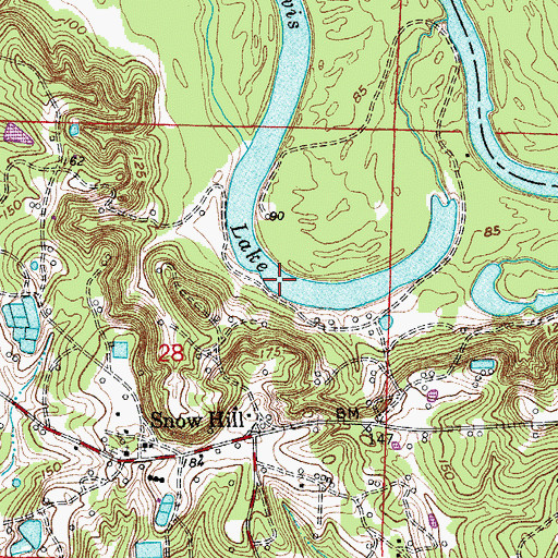 Topographic Map of Ben Davis Lake, AR