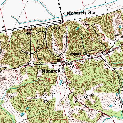 Topographic Map of Monarch, MO