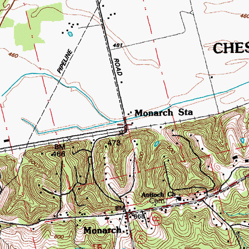 Topographic Map of Monarch Station, MO