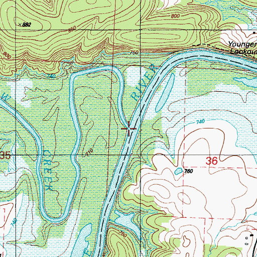 Topographic Map of Monegaw Creek, MO