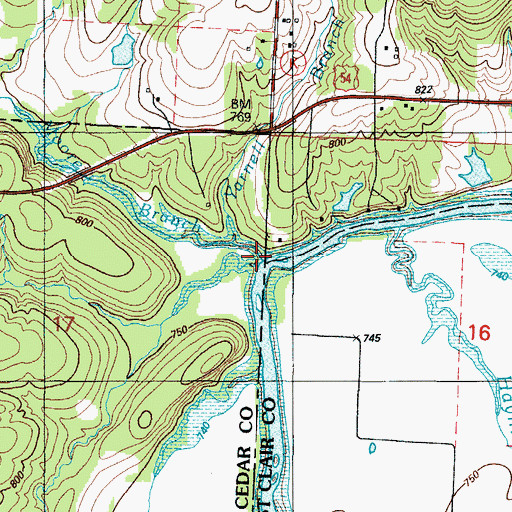 Topographic Map of Moore Branch, MO