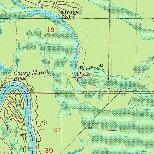 Topographic Map of Bend Lake, AR