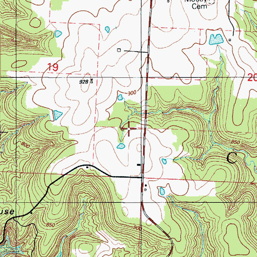 Topographic Map of Motley School (historical), MO