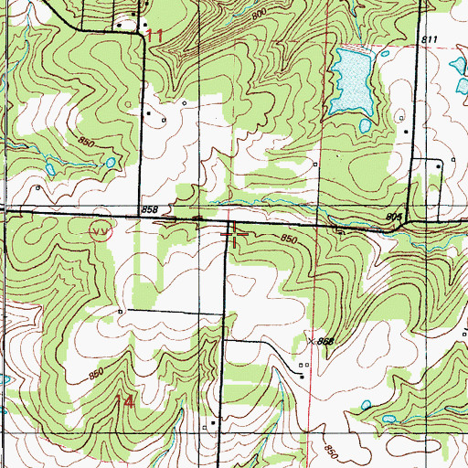 Topographic Map of Mottley School (historical), MO