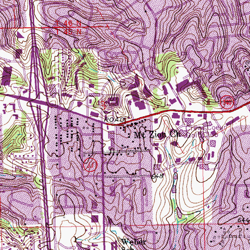 Topographic Map of Mount Zion Church, MO