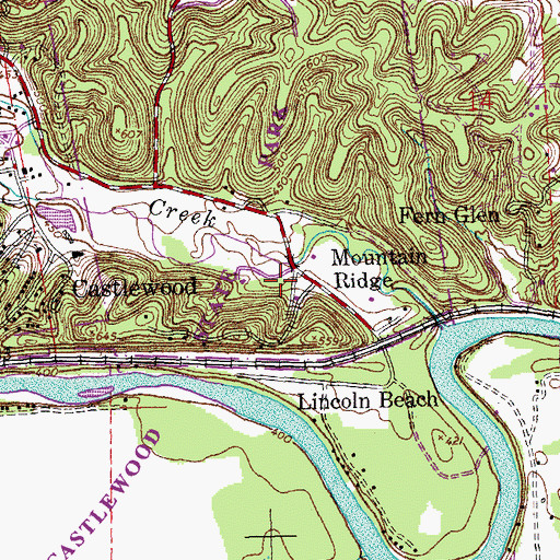 Topographic Map of Mountain Ridge, MO