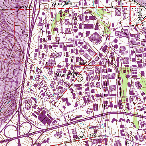 Topographic Map of Music Church, MO