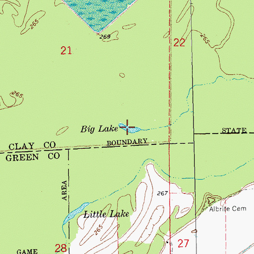 Topographic Map of Big Lake, AR