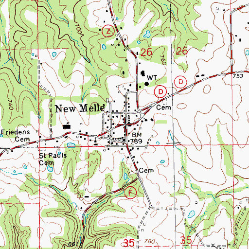 Topographic Map of New Melle, MO