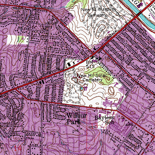 Topographic Map of New Mount Sinai Cemetery, MO