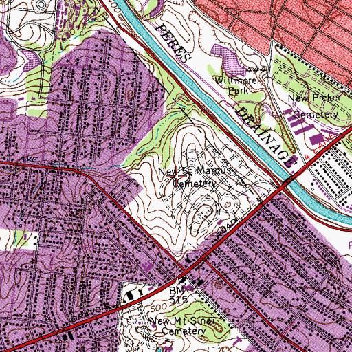 Topographic Map of New Saint Marcus Cemetery, MO