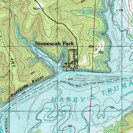 Topographic Map of Ninnescah Park, MO