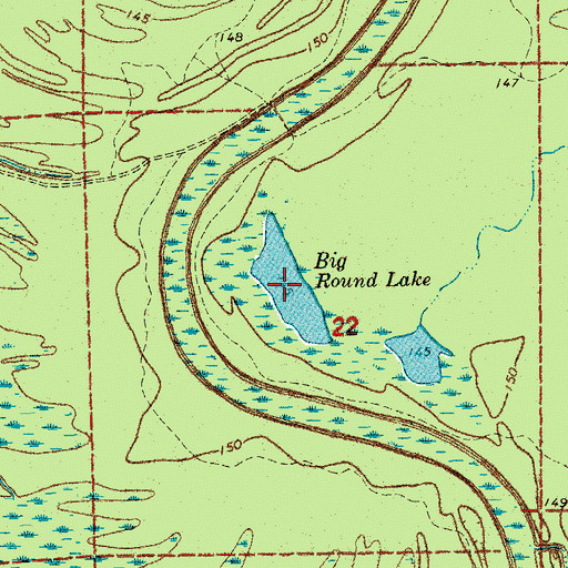 Topographic Map of Big Round Lake, AR