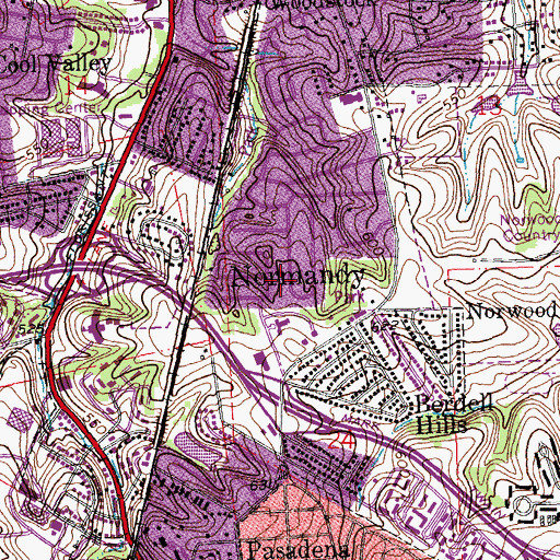 Topographic Map of Normandy, MO