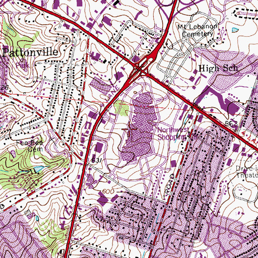 Topographic Map of Northwest Shopping Center, MO