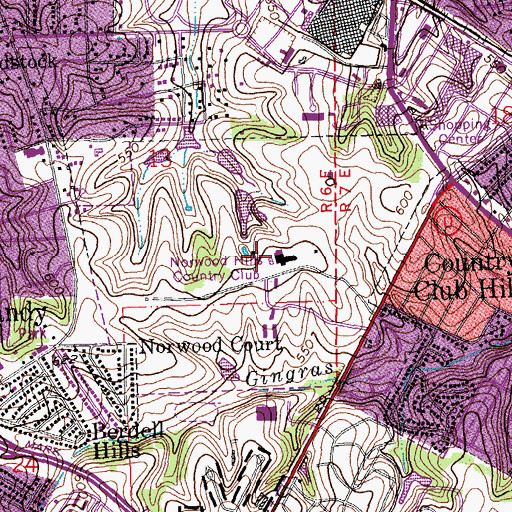 Topographic Map of Norwood Hills Country Club, MO