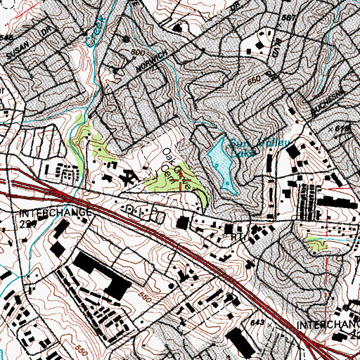 Topographic Map of Oak Grove Cemetery, MO