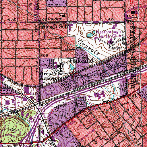 Topographic Map of Oakland, MO
