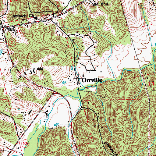 Topographic Map of Orrville, MO