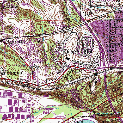 Topographic Map of Osage Hills, MO