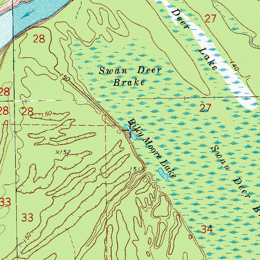 Topographic Map of Billy Moore Lake, AR
