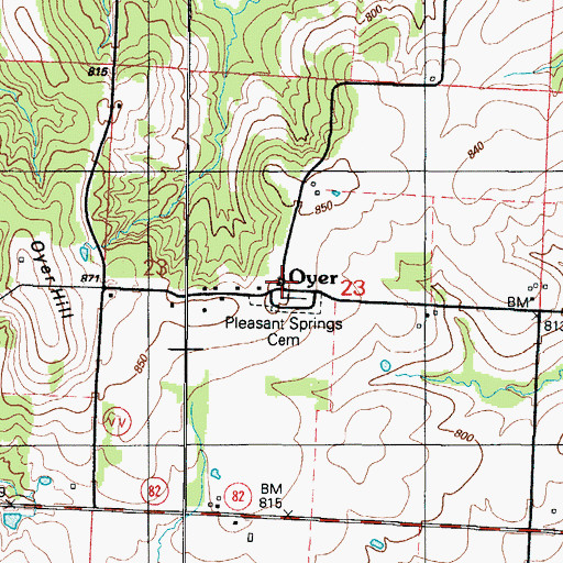 Topographic Map of Oyer, MO