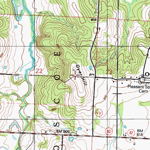 Topographic Map of Oyer Hill, MO
