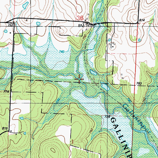 Topographic Map of Panther Creek, MO