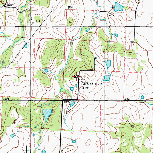 Topographic Map of Park Grove Cemetery, MO