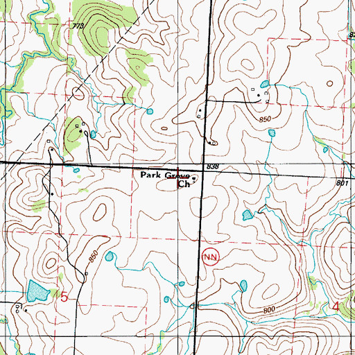 Topographic Map of Park Grove Church, MO