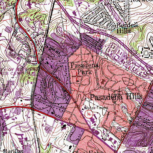 Topographic Map of Pasadena Park, MO