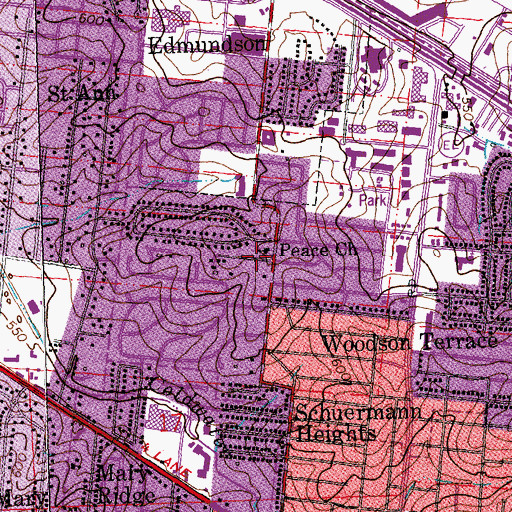 Topographic Map of Peace Church, MO