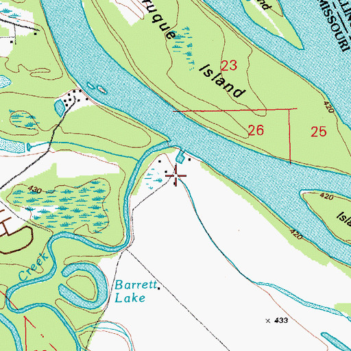 Topographic Map of Peruque Creek, MO
