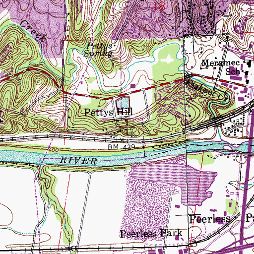 Topographic Map of Pettys Hill, MO