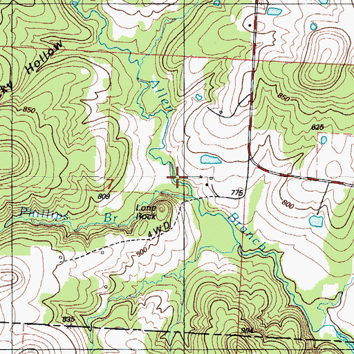 Topographic Map of Phillips Branch, MO