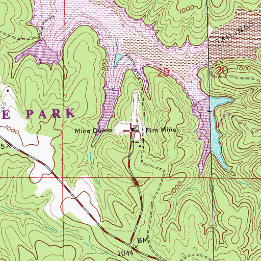 Topographic Map of Pim Mine, MO
