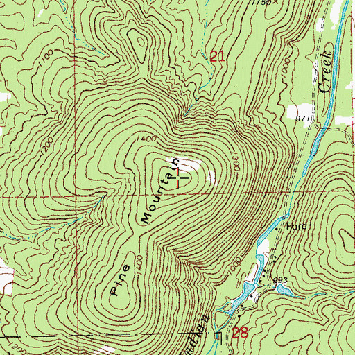 Topographic Map of Pine Mountain, MO